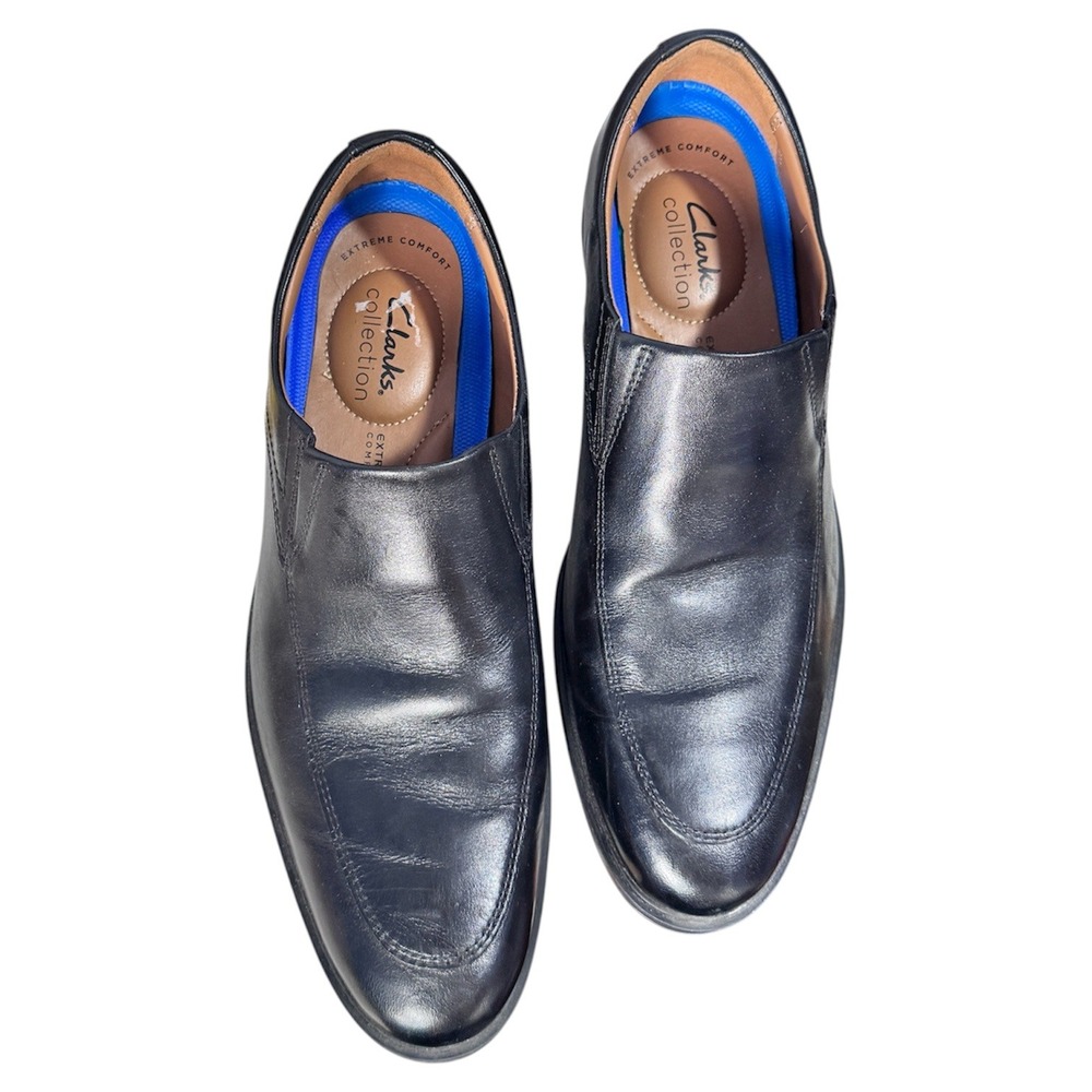 Clarks Collection Mens Black Leather Slip On Extreme‎ Comfort Loafer Shoes 9.5
